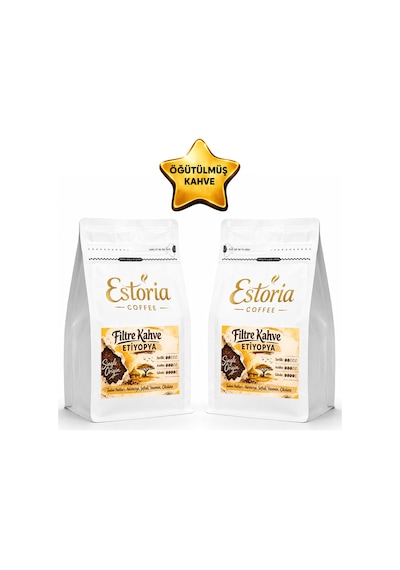 Estoria Coffee Etiyopya Filtre Kahve %100 Arabica Çiçeksi Aroma Meyvemsi Tatlar Öğütülmüş 2 x 250 G