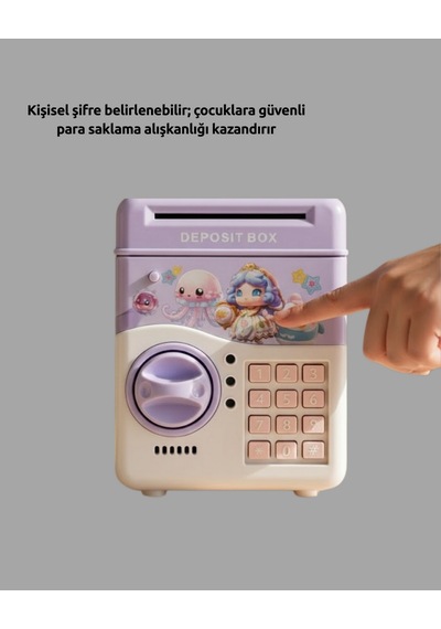 Elektronik - 869 - Şifreli Atm Görünümlü Çocuk - Nazblsmm - Kumbarası Mor
