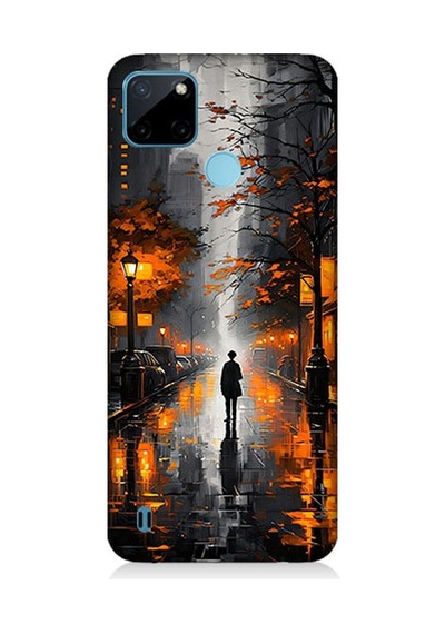 Realme C21y Uyumlu Gece Yalnızlığı Desenli Silikon Kılıf