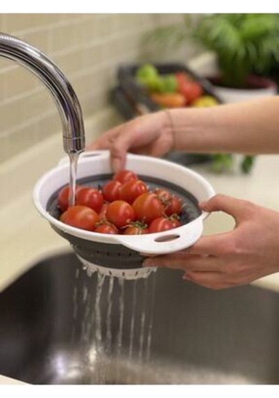 Akordiyon Oval Çok Amaçlı Katlanır Süzgeç Plastik Diğer