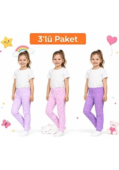 İncili Kız Çocuk Mevsimlik Baskılı Tayt Renklı