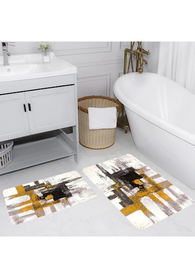 Rovigo Home Baskılı Kaymaz Taban 2 Li Banyo Paspas Takım Rvg5198-100X60-60X50 Çok Renkli