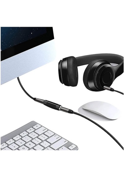 2 Adet - 3.5mm Stereo Dişi / Dişi Aux Kulaklık Mikrofon Ses Uzatma Adaptörü - Altın Uçlu