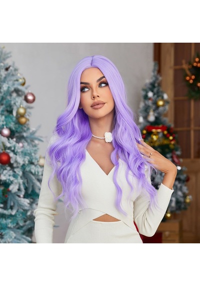 Su Dalgalı Açık Mor Tül Peruk - Zmff-582374 Renkli