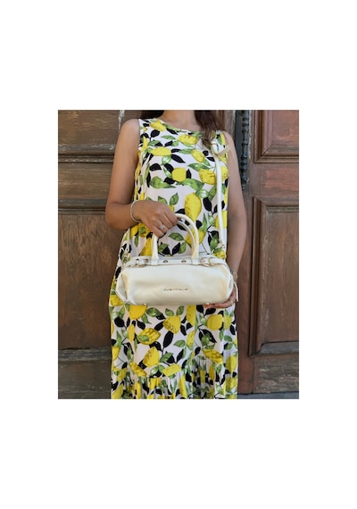 Just Polo Kadın Gold Detaylı Silindir Tasarım El Ve Omuz Çantası Shoulder Bag Ebat : 27 X 13 Cm Krem