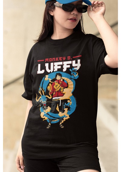 One Piece Luffy Kaido Siyah Tişört