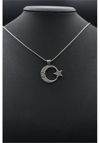 Ay Yıldızlı - Ay Yıldız - Kelime-i Tevhid Ve Bismillah Yazlı 925 Ayar Gümüş Kolye Zincir 902310 Gümüş Ay Yıldızlı - Ay Yıldız - Kelime-i Tevhid Ve Bismillah Yazlı 925 Ayar Gümüş Kolye Zincir 902310 Gümüş