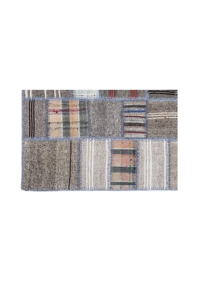 El Dokuması Patchwork Vintage Yün Pamuk Çizgili Halı 1309 160 X 230 Cm Çok Renkli