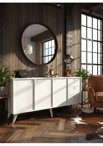 Resital Konsol - Gk2001-1 - Gold Modern 180 Cm Çekmeceli Ve Kapaklı Salon Konsolu - Çok Amaçlı Büfe Beyaz Resital Konsol - Gk2001-1 - Gold Modern 180 Cm Çekmeceli Ve Kapaklı Salon Konsolu - Çok Amaçlı Büfe Beyaz