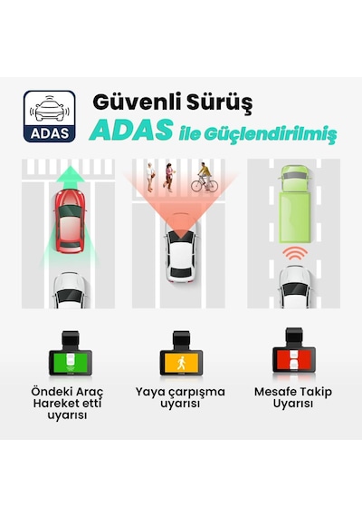 360+ Botslab G500H Pro ADAS Ön 3K QHD -Arka 1080P FHD 150° Açı WiFi+GPS Araç İçi Kamera+Park Modu