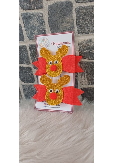 Geyik Yılbaşı Tokası- Çıtçıtlı Toka Kırmızı