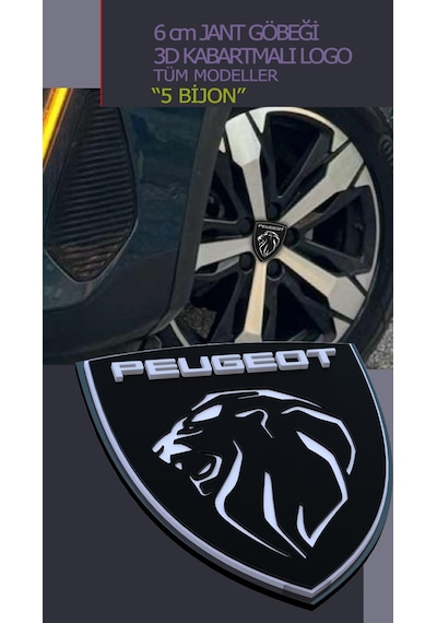 Peugeot Yeni Aslan 3d Kabartmalı 6 Cm Jant Göbeği Logo - Tüm Mode