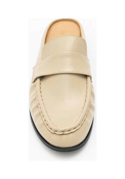 Lutvelizade Loafer 2601 Arkası Açık Büzgülü Bej Kadın Loafer