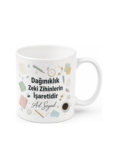 İsme Özel Dağınıklık Tasarım İşareti Yazılı Kupa Bardak Hediye Beyaz / Çok Renkli
