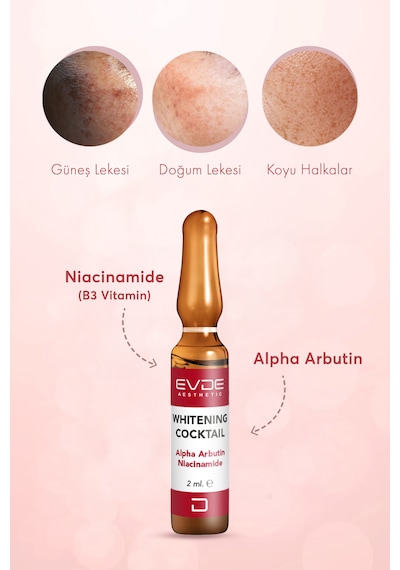 Whitening Cocktail Leke Görünümünü Azaltmaya Yardımcı Aydınlatıcı Serum Niacinamide + Alpha Arbutin 2ml X 10 Ampul