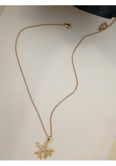 Zirkon Taşlı Deniz Yıldızı Kolye Gold