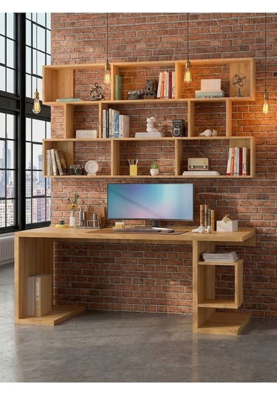 Karnaval Çalışma Masası M35005-6 Raflı Ders Çalışma Masası Bilgisayar Masası Çam 180x75cm Atlantik Çam Karnaval Çalışma Masası M35005-6 Raflı Ders Çalışma Masası Bilgisayar Masası Çam 180x75cm Atlantik Çam