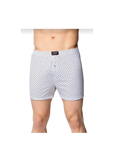 Sedef Yıldızı Desenli Erkek Boxer 3 Adet Karışık Renk %100 Pamuk Çok Renkli