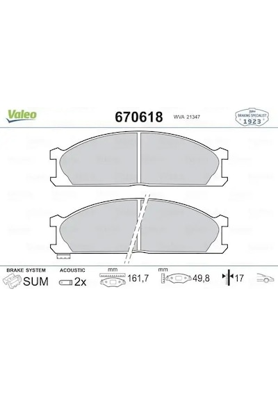 Nissan Terrano On Fren Balatasi 2.4 1997-1998 Valeo 670618