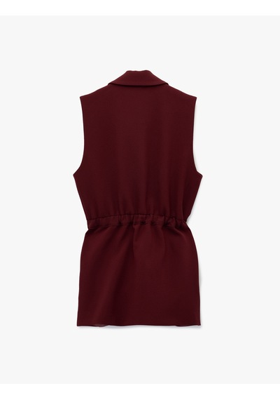 Koton Regular Fit Kolsuz Kemerli Kruvaze Yaka Yelek Bordo 6sak20009uw Bordo