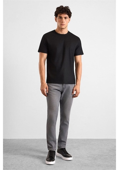 Süvari Siyah Regular Bisiklet Yaka Tişört Ts1014000469-s09