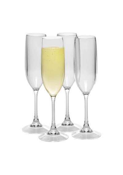 Tr D'eco Kırılmaz Saplı Şampanya Flüt 4'lü Set, 12 Oz Ea -%100 Yeniden Kullanılabilir Kırılmaz Mimoza Ve Şam