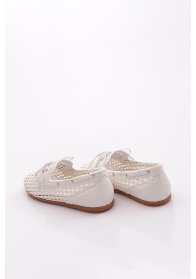 Dgn B00112 Kadin Delikli Oxford Ayakkabi Beyaz