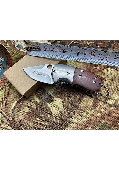 Knivox Browning Tombul 8-11 Ahşap Kabze Manuel Kamp Çakısı Kahverengi