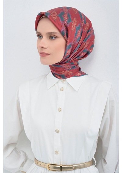 Armine Sura İpek Eşarp Açık Bordo