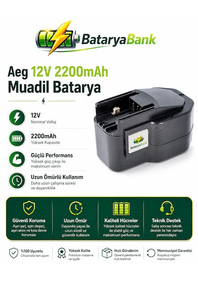 Bataryabank Aeg 12v 2200mah Muadil Matkap Bataryası