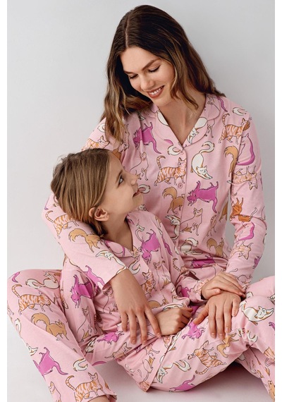 Rolypoly Kız Çocuk Gömlek Pijama Açık Pembe-1761 Pembe