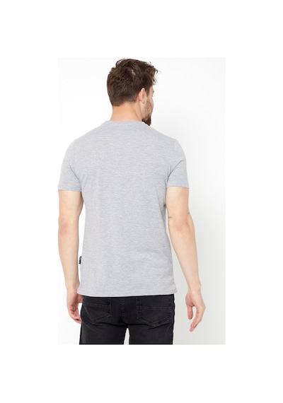 COMEOR Erkek Gri Slim Fit Pamuklu Kısa Kollu Bisiklet Yaka T-shirt Gri