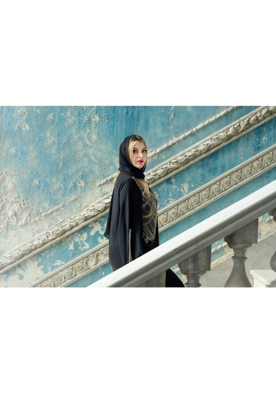 Crystalia Gold Night Elbise Siyah