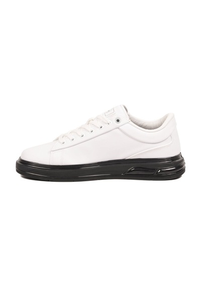 Walkway Erkek Beyaz-siyah Bağcıklı Kalın Taban Erkek Casual Ayakkabı Sneaker 8078 Dashor M
