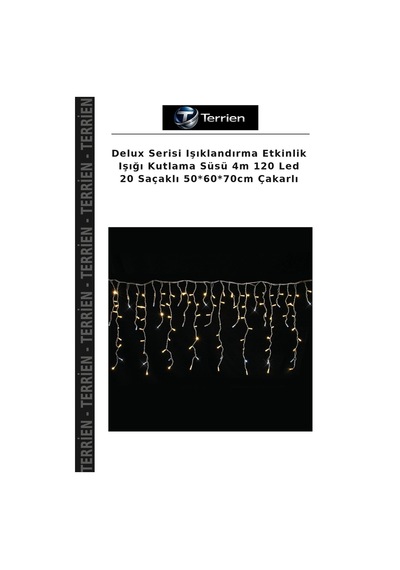 Delux Serisi Işıklandırma Etkinlik Işığı Kutlama Süsü 4m 120 Led 20 Saçaklı 50 60 70cm Çakarlı Çok Renkli