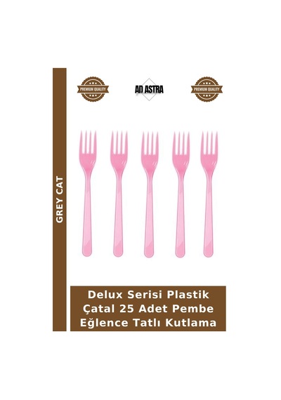 Delux Serisi Plastik Çatal 25 Adet Pembe Eğlence Tatlı Kutlama
