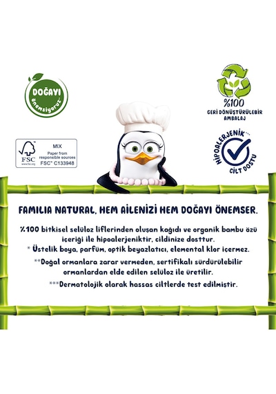 Familia 3 Katlı Bambu Natural Tuvalet Kağıdı 40 Rulo