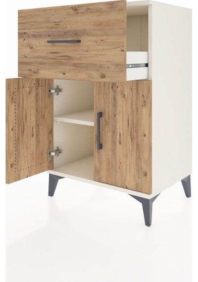 Hyperion Komodin Tek Raflı Tek Çekmeceli 2 Kapaklı 60x44x96 Aytaşı-çam Aytası