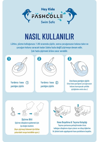 Fashcolle Large Beden Şişme Deniz Kolluğu 4-14 Yaş X 2 Adet Çok Renkli