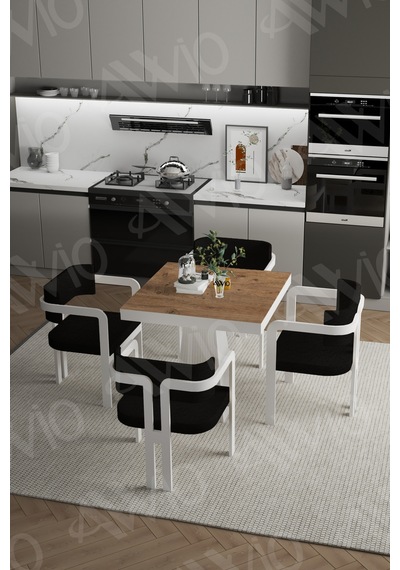 Avvio Demre Bohem Ayak Tokyo Demonte Sandalye 80x80 Yemek Masası Mutfak Masası 4 Kişilik Akçaağaç
