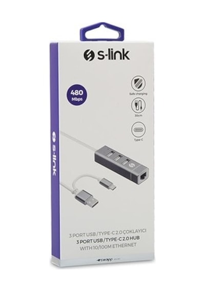 Type-c'den 3 Port Usb3.0 Ethernet Dönüştürücü