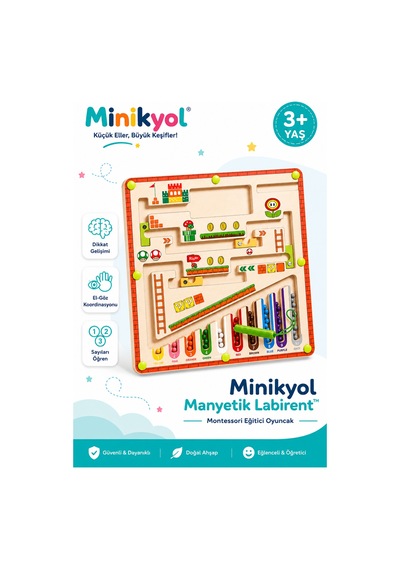 Manyetik Labirent Manyetik Kalemli Ahşap Eğitici Oyuncak Dikkat Geliştirici Montessori Aktivite