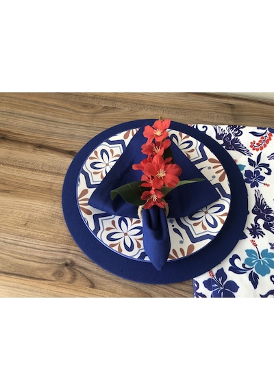 Sofra Sunum Seti Blue Blanc Çiçek Desenli Takım Mavi