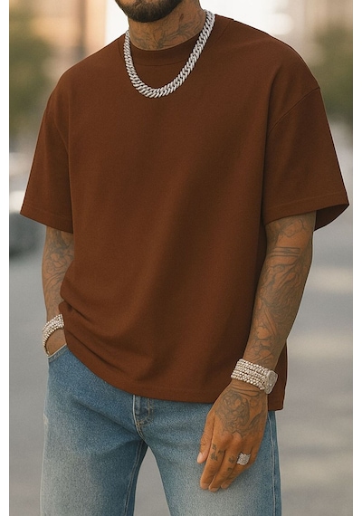 Bnrq8 Unisex Tişört Kahverengi