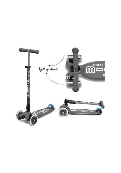 Micro Maxi Deluxe Katlanabilir Volcano Grey Gri Işıklı Scooter MM
