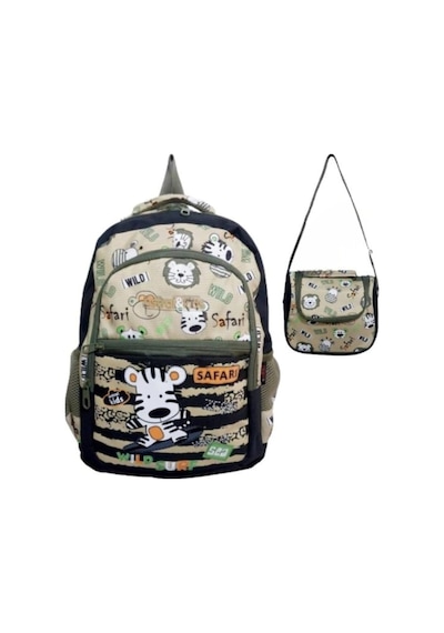 Kids Safari Temalı İlkokul Çantası Ve Beslenme Çantalı 2 Li Set Çok Renkli