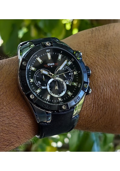 G-force Js25 Orjinal Miyota Mekanizma Gümüş Siyah Erkek Kronograf Kol Saati Lüks Kutulu Gümüş - Siyah