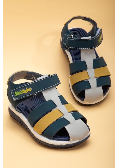 Şirin Bebe Ortopedik Kafes Buz Sarı Erkek Bebek Sandalet-1095 Sarı - Lacivert