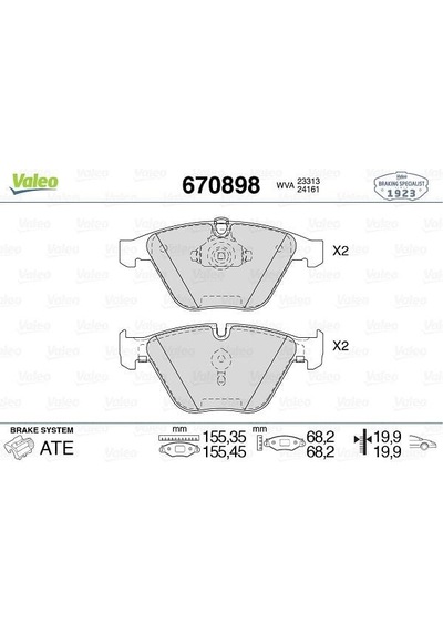 VALEO 670898 Ön Disk Fren Balatası Bmw 3 Serisi 12/04 Bmw X1 Serisi 09/09 Bmw Z4 02/09