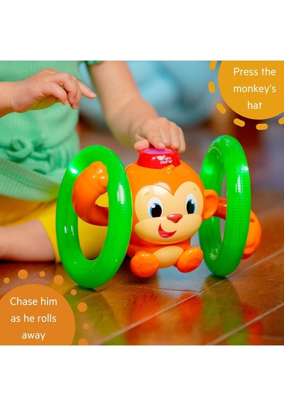 Bright Starts Roll & Glow Monkey 6 Ay Ve Üzeri İçin Işıklı Ve Sesli Emekleyen Bebek Oyuncağı